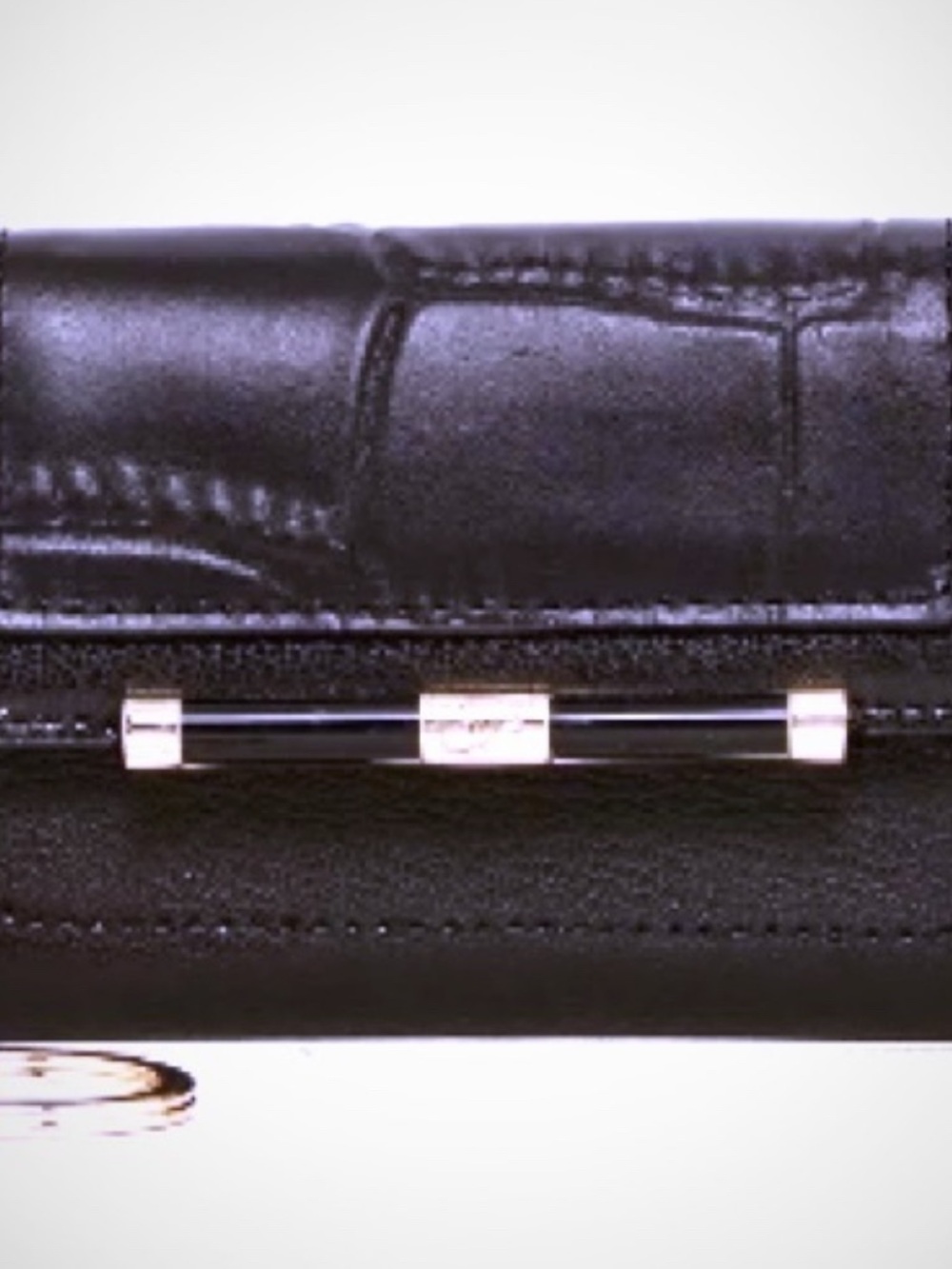 Diane Von Furstenberg DVF Croc-Embossed Clutch with Gold Hardware